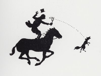 馬に乗った男がキツネをネコババする（リトグラフ 作： William Heath Robinson