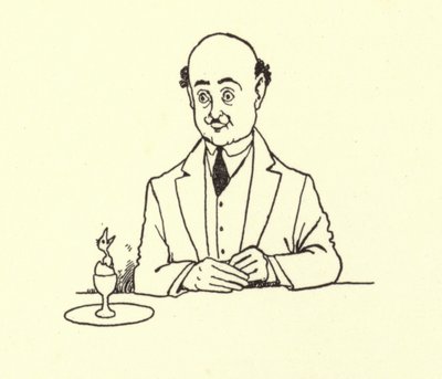 鳥の朝の卵に驚いた男 作： William Heath Robinson