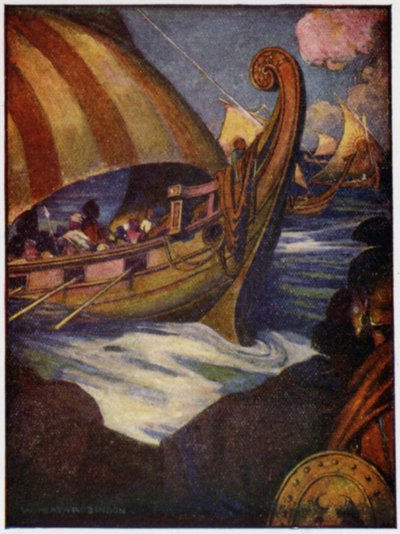 ギリシャから出航した英雄たち（カラーリトグラフ 作： William Heath Robinson
