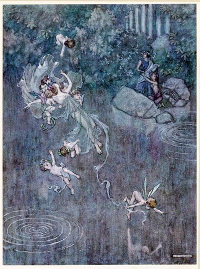 オベロン: 真夏の夜の夢、パブから公正なエーグルと彼の信仰を破る. 1914年。 作： William Heath Robinson