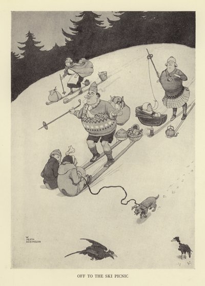 スキーピクニックへ 作： William Heath Robinson