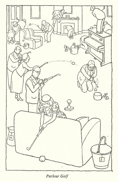 パーラー・ゴルフ（リトグラフ 作： William Heath Robinson