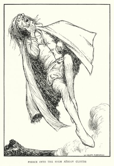 空気のように高い雲に向かって突き進む（リトグラフ 作： William Heath Robinson