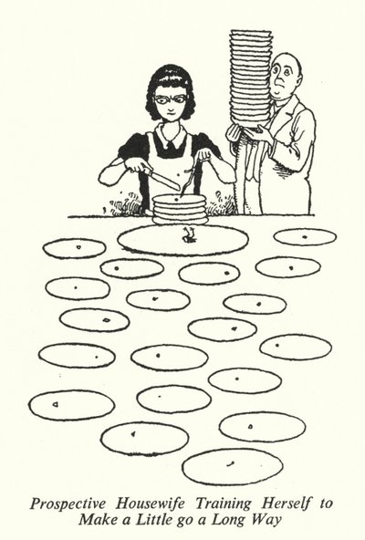 小さなことを積み重ねる訓練をする主婦候補（リトグラフ 作： William Heath Robinson