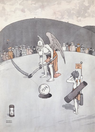 古い穴を出す (ペンとインク) 作： William Heath Robinson