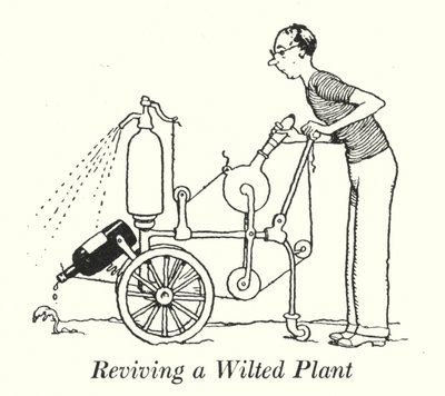 枯れた植物を蘇らせる（リトグラフ 作： William Heath Robinson