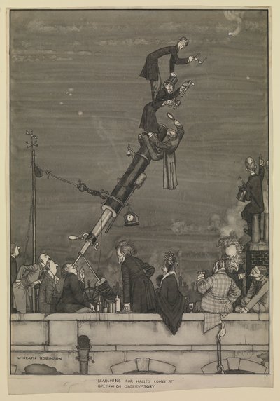 グリニッジ天文台でハレー彗星を探す 作： William Heath Robinson