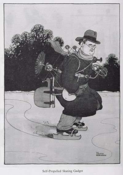 自走式スケートガジェット、「発明」のイラスト 作： William Heath Robinson