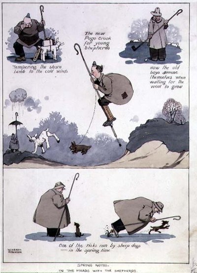 スプリングノート - 羊飼いたちと牧草地で（水彩画 作： William Heath Robinson