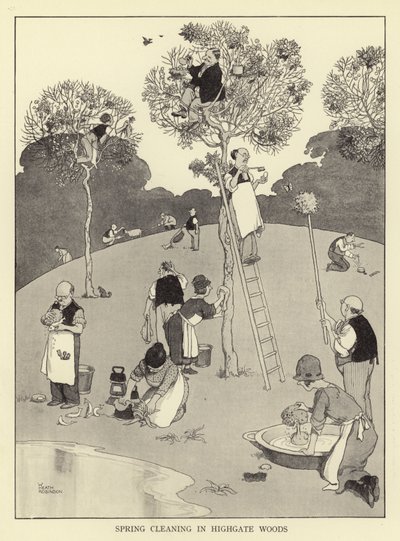 ハイゲートの森での春の大掃除 作： William Heath Robinson