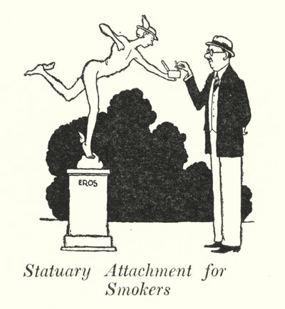 喫煙者のための彫像アタッチメント（リトグラフ 作： William Heath Robinson