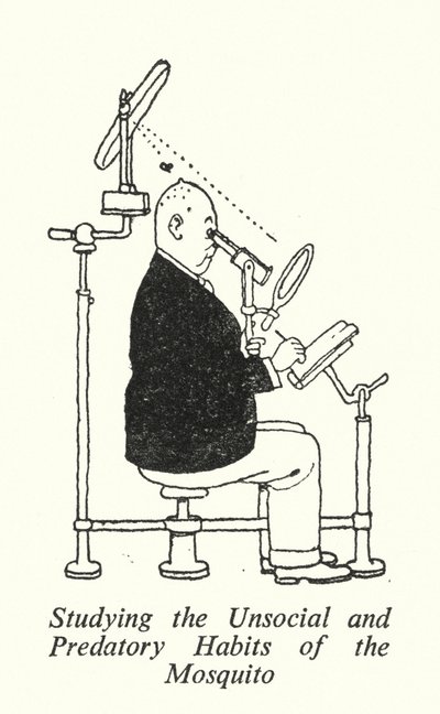 蚊の非社会的・捕食的習性の研究（リトグラフ 作： William Heath Robinson