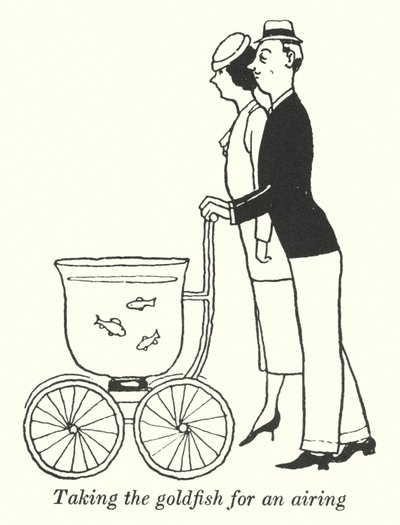 金魚を干す様子（リトグラフ 作： William Heath Robinson
