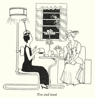 紅茶とトースト（リトグラフ 作： William Heath Robinson