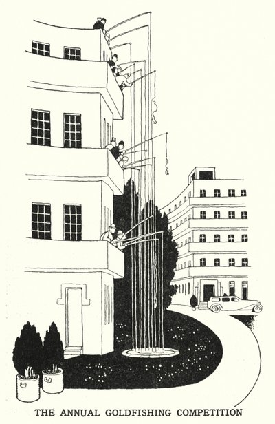 金魚釣り大会の様子（リトグラフ 作： William Heath Robinson