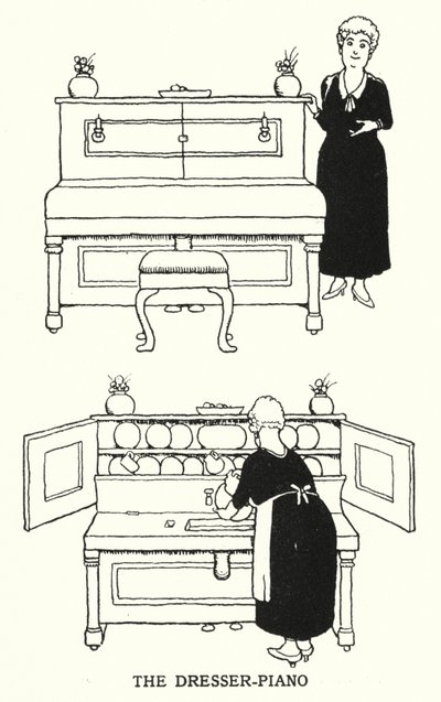 ザ・ドレッサー・ピアノ（リトグラフ 作： William Heath Robinson