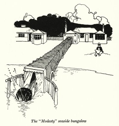 海辺のバンガロー「Modesty」(リトグラフ) 作： William Heath Robinson