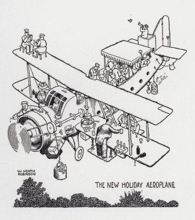 新しい休日用の飛行機（リトグラフ 作： William Heath Robinson