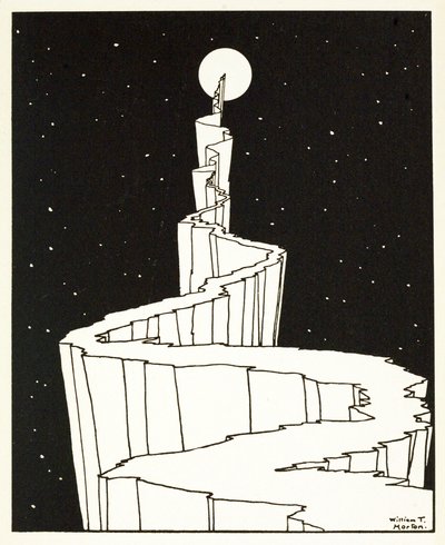 月への道』（『イメージの書』より）。1898年、彫刻 作： William Heath Robinson