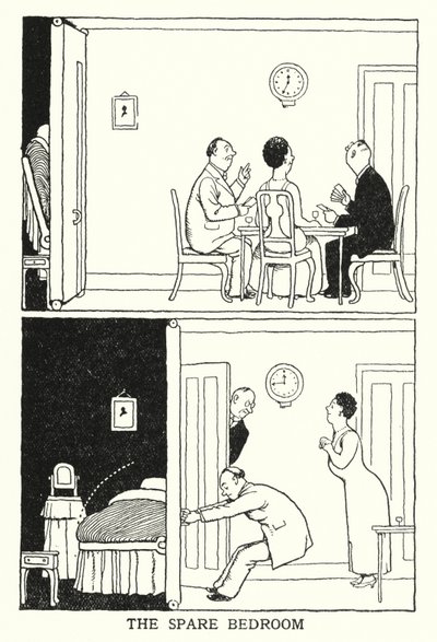 予備の寝室」（リトグラフ 作： William Heath Robinson