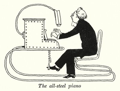 オールステンレスのピアノ（リトグラフ 作： William Heath Robinson
