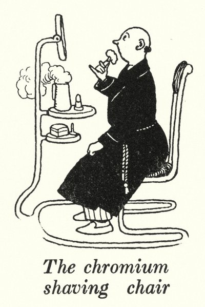 クロームシェービングチェア（リトグラフ 作： William Heath Robinson