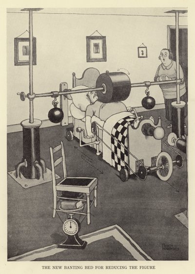 数字を減らすための新しいバンティングベッド 作： William Heath Robinson