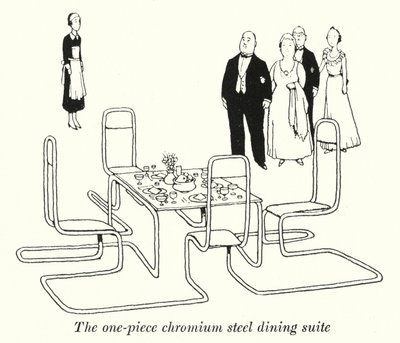 クロム鋼製の一体型ダイニングスイート（リトグラフ 作： William Heath Robinson