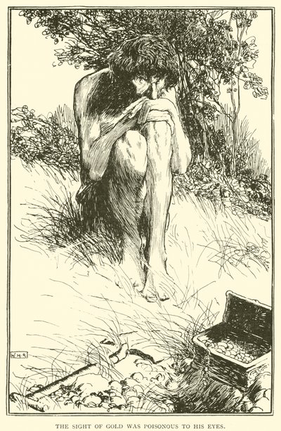 金の光景は彼の目に有毒でした 作： William Heath Robinson