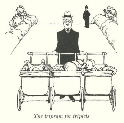 三つ子のためのトリプラム（リトグラフ 作： William Heath Robinson