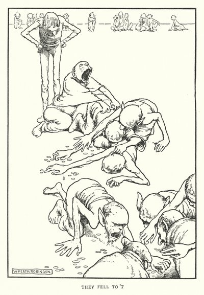 トに落ちた（リトグラフ 作： William Heath Robinson