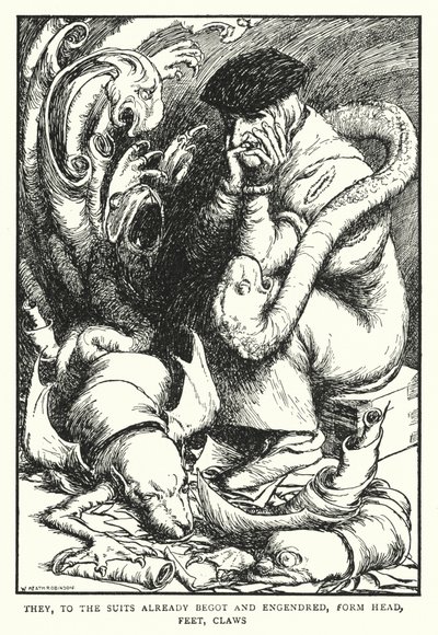 彼らは、すでに産み育てられたスーツに、頭、足、爪（リトグラフ）を形成する。 作： William Heath Robinson