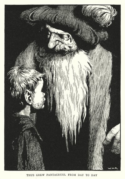 パンタグリュエルはこうして日々成長していった（リトグラフ 作： William Heath Robinson