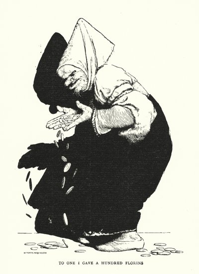 一人には100フローリン（リトグラフ）をあげた。 作： William Heath Robinson