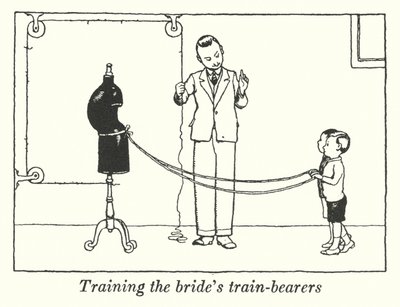 花嫁のトレーンベアラーの育成（リトグラフ 作： William Heath Robinson