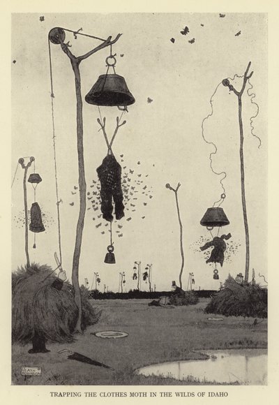 アイダホの荒野で衣服の蛾を捕まえる 作： William Heath Robinson