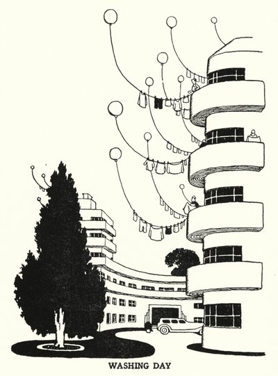 ウォッシング・デイ（リトグラフ 作： William Heath Robinson