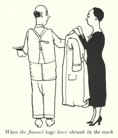 フランネルバッグが洗濯で縮むと（リトグラフ 作： William Heath Robinson