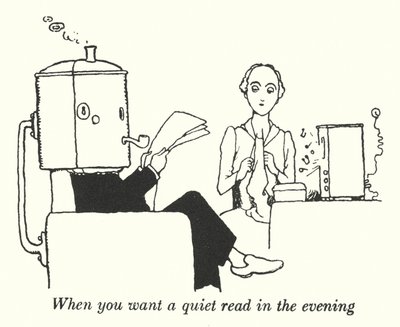 夜、静かに読書したいときに（リトグラフ 作： William Heath Robinson