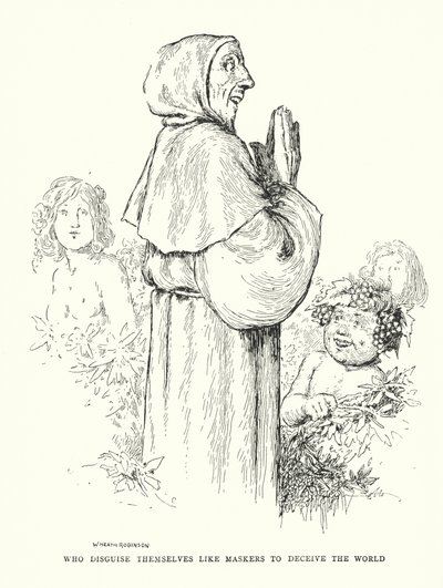 仮面ライダーのように変装して世界を欺く者（リトグラフ 作： William Heath Robinson