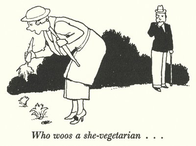 ベジタリアンを誘う人（リトグラフ 作： William Heath Robinson