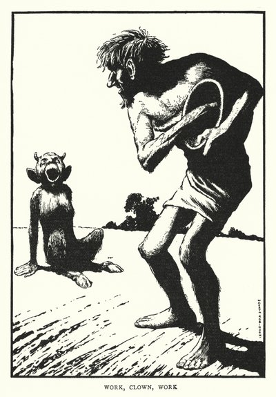 仕事、ピエロ、仕事（リトグラフ 作： William Heath Robinson