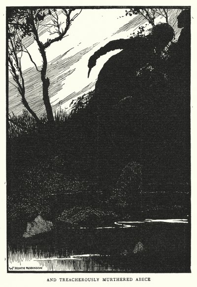 そして裏切りに裏切られたアベセ（リトグラフ）。 作： William Heath Robinson