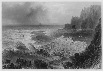 ジャイアンツ・コーズウェイを上から見た図（彫刻作品 作： William Henry (after) Bartlett