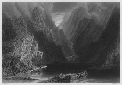 ダンローの谷間の山（彫刻 作： William Henry (after) Bartlett