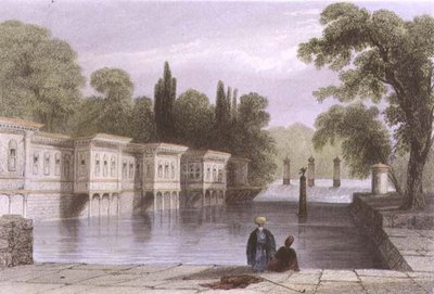 イスタンブールの「甘露水の宮殿」 W.モスマンの彫刻、1850年頃（アクアチント） 作： William Henry (after) Bartlett
