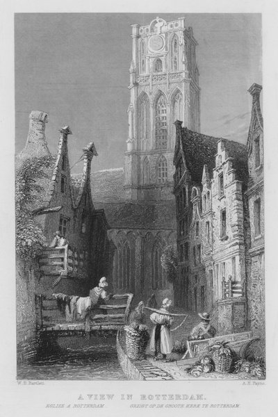 ロッテルダムの眺め（版画 作： William Henry Bartlett