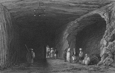 マウントカーメルの預言者学校の洞窟 作： William Henry Bartlett