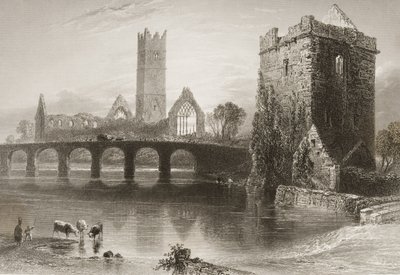 1860年代のジョージ・バーチューによる「アイルランドの風景と古代」のクレア修道院、クレア州、アイルランド 作： William Henry Bartlett