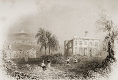 ダンガン城、アイルランド、ミース州、ジョージヴァーチュー作「アイルランドの風景と古代」1860年代 作： William Henry Bartlett